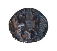 New York City Print - Bonnet de douche imperméable extra large - Protection double couche pour cheveux longs/bouclés - Réutilisable et facile à transporter.