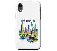 New York City Skyline Art NYC Souvenir Brooklyn Bridge Femmes Coque pour iPhone XR