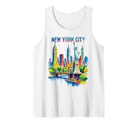 New York City Skyline Art NYC Souvenir Brooklyn Bridge Femmes Débardeur
