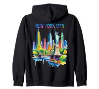 New York City Skyline Art NYC Souvenir Brooklyn Bridge Femmes Sweat à Capuche