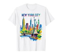 New York City Skyline Art NYC Souvenir Brooklyn Bridge Femmes T-Shirt