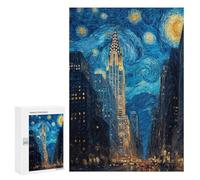 New York City Skyline at Night -1 Puzzle 1000 Pièces Educa Jouet en Bois Cadeau Unique Décoration Intérieure Jeu Éducatif Challenge Toy Adultes Et Enfants À Partir De 14 Ans 300 PCS