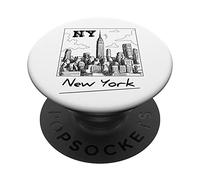 New York City Skyline - New York City Sketch Drawing Graphic PopSockets PopGrip Adhésif