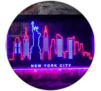 New York City Skyline Silhouette Dual Color LED Enseigne Lumineuse Neon Sign Rouge et bleu 300 x 210mm st6s32-i3275-rb