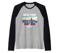 New York City Skyline Tee Shirts, New York City Illustration Manche Raglan