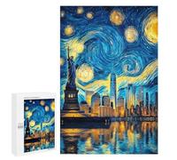 New York City Skyline with Statue of Liberty -1 Puzzle 1000 Pièces Educa Jouet en Bois Cadeau Unique Décoration Intérieure Jeu Éducatif Challenge Toy Adultes Et Enfants À Partir De 14 Ans 1000 PCS