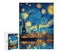 New York City Skyline with Statue of Liberty -1 Puzzle 1000 Pièces Educa Jouet en Bois Cadeau Unique Décoration Intérieure Jeu Éducatif Challenge Toy Adultes Et Enfants À Partir De 14 Ans 500 PCS