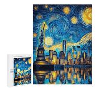 New York City Skyline with Statue of Liberty Puzzle 1000 Pièces Educa Jouet en Bois Cadeau Unique Décoration Intérieure Jeu Éducatif Challenge Toy Adultes Et Enfants À Partir De 14 Ans 500 PCS