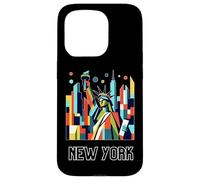 New York City Skylines NYC Statue of Liberty Cubism Art Coque pour iPhone 15 Pro