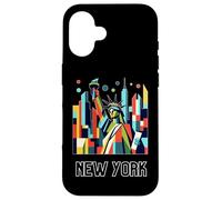 New York City Skylines NYC Statue of Liberty Cubism Art Coque pour iPhone 16