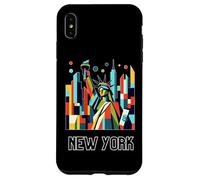 New York City Skylines NYC Statue of Liberty Cubism Art Coque pour iPhone XS Max