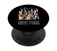 New York City Skylines NYC Statue of Liberty Cubism Art PopSockets PopGrip Adhésif