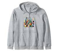 New York City Skylines NYC Statue of Liberty Cubism Art Sweat à Capuche