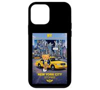 New York City Stories with Teddy Bear Behind a Yellow Taxi Coque pour iPhone 12 Mini