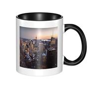 New York City Tasse à café en céramique bicolore 330 ml - Tasse à thé classique, tasse cadeau, passe au micro-ondes, au bureau et à la maison