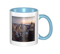 New York City Tasse à café en céramique bicolore 330 ml - Tasse à thé classique, tasse cadeau, passe au micro-ondes, au bureau et à la maison