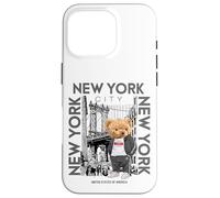 New York City Teddy Bear with The Dumbo Manhattan Bridge Coque pour iPhone 16 Pro