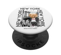 New York City Teddy Bear with The Dumbo Manhattan Bridge PopSockets PopGrip Adhésif