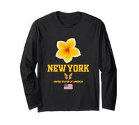 New York City Tropical Flower - Cute NYC Frangipani Flower Manche Longue