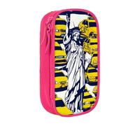 New York City Trousse à crayons pratique multi-compartiments pour bureau, voyage, école, art quotidien, rose, Taille unique, Poche de rangement