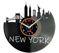 New York City United States Horloge Murale Décorative Moderne Vinyle Vinyle Rétro Vintage Parfait pour Cadeau W0364