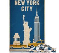New York City Vintage Poster Puzzle 1000 Pièces Educa Jouet en Bois Jeu D'Intelligence Décoration Intérieure Jeu Éducatif Challenge Toy Adultes & Enfants des 14 Ans 1000pcs (75x50cm)