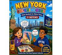 New York Coloring Book | State Symbols for Kids and Teens | 21 Creative Sketches: Easy, Bold and Large Print Pages Featuring Beaver, Eastern Bluebird, ... and more | Draw, Adventure and Fun Activity