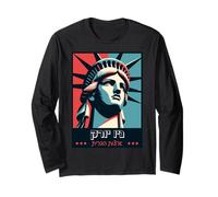 New York, États-Unis en hébreu Retro Statue de la Liberté Manche Longue