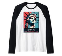 New York, États-Unis en hébreu Retro Statue de la Liberté Manche Raglan