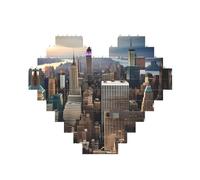 New York Fashion City Print Building Brick Block Puzzle en forme de cœur Puzzle 3D DIY Décoration d'intérieur