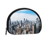 New York Fashion City Print Mini porte-monnaie imprimé avec fermeture éclair - Petit portefeuille pour homme et femme - Organiseur de voyage compact, Noir , Taille unique