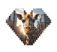 New York Girafe Street Print Building Brick Block Puzzle - Puzzle photo en forme de cœur, puzzle en bois