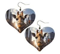 New York Girafe Street Prints Boucles d'oreilles élégantes en forme de cœur légères Accessoires pour femme Parfait pour les fêtes et la Saint-Valentin.