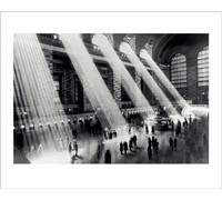 New York - Impression d'art - Grand Central Station New York + 2 plinthes d'affichage en bois 50,5 cm noir