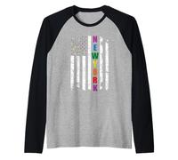 New York LGBTQ Pride Month Rainbow American Flag Gay Manche Raglan