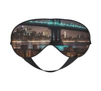 New York Manhattan Bridge Masque pour les yeux Motif empreintes nocturnes Pour voyage, bureau, avion