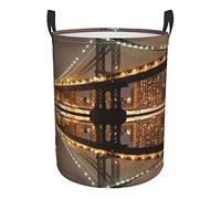 New York Manhattan Bridge Night Grand panier à linge pliable en tissu de style moderne pour chambre à coucher, maison, dortoir et voyage