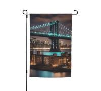 New York Manhattan Bridge Night Print All Season Garden All Season Outdoor Flag Yard Decor For Patios Flags