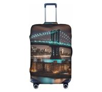 New York Manhattan Bridge Night Print Housse de protection pour valise à roulettes, tissu haute élasticité, housse de valise à roulettes, blanc, Small