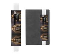New York Manhattan Bridge Night Print Lot de 2 porte-stylos en cuir synthétique avec bande élastique réglable pour journaux à couverture rigide, cadeau pour la rentrée scolaire