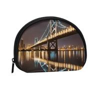 New York Manhattan Bridge Night Print Mini porte-monnaie imprimé avec fermeture éclair - Petit portefeuille pour homme et femme - Organiseur de voyage compact, Noir , Taille unique