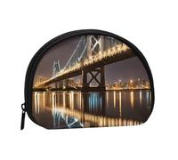 New York Manhattan Bridge Night Print Mini porte-monnaie imprimé avec fermeture éclair - Petit portefeuille pour homme et femme - Organiseur de voyage compact, Noir , Taille unique