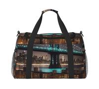 New York Manhattan Bridge Night Print Sac fourre-tout pliable élégant avec fermeture éclair imperméable pour w nd