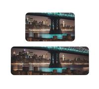 New York Manhattan Bridge Night Print Tapis de cuisine de luxe pour sol, buanderie, décoration d'intérieur
