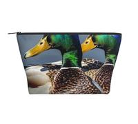 New York Manhattan Bridge Night Prints Trousse de maquillage trapézoïdale pour femme avec fermeture éclair, Canard colvert, Taille unique, Trousse de maquillage