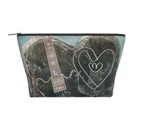 New York Manhattan Bridge Night Prints Trousse de maquillage trapézoïdale pour femme avec fermeture éclair, Love Rock, Taille unique, Trousse de maquillage