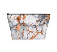 New York Manhattan Bridge Night Prints Trousse de maquillage trapézoïdale pour femme avec fermeture éclair, Éclaboussures en cuivre, texture marbre., Taille unique, Trousse de maquillage