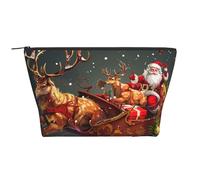 New York Manhattan Bridge Night Prints Trousse de maquillage trapézoïdale pour femme avec fermeture éclair, Imprimé Merry Christmas, Taille unique, Trousse de maquillage