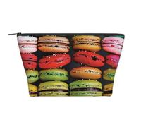New York Manhattan Bridge Night Prints Trousse de maquillage trapézoïdale pour femme avec fermeture éclair, Pâtisseries aromatisées Macaron Biscuit, Taille unique, Trousse de maquillage