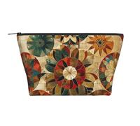 New York Manhattan Bridge Night Prints Trousse de maquillage trapézoïdale pour femme avec fermeture éclair, Motif médaillon, Taille unique, Trousse de maquillage